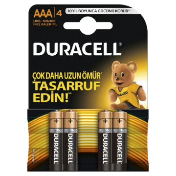 Duracell Alkaline AAA İnce Kalem Pil 1.5 V 4 Adet resmi