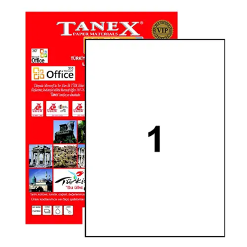 Tanex TW-2000 Yazıcı Etiketi 210 x 297 mm 100 Adet - Beyaz resmi