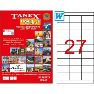 Tanex TW-2327 Yazıcı Etiketi 70 x 30 mm 100 Adet - Beyaz resmi