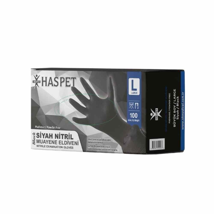 Haspet Muayene Eldiveni SİYAH Extra resmi