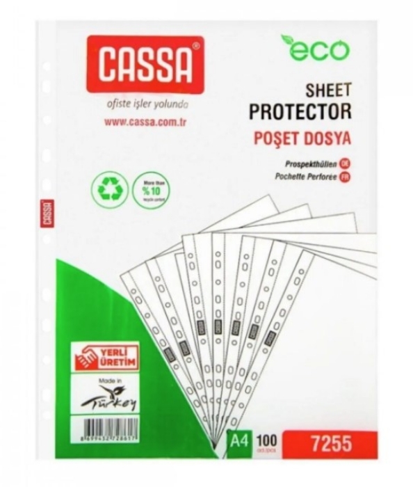 Cassa 7255 Eco Delikli Poşet Dosya 100' lü	
