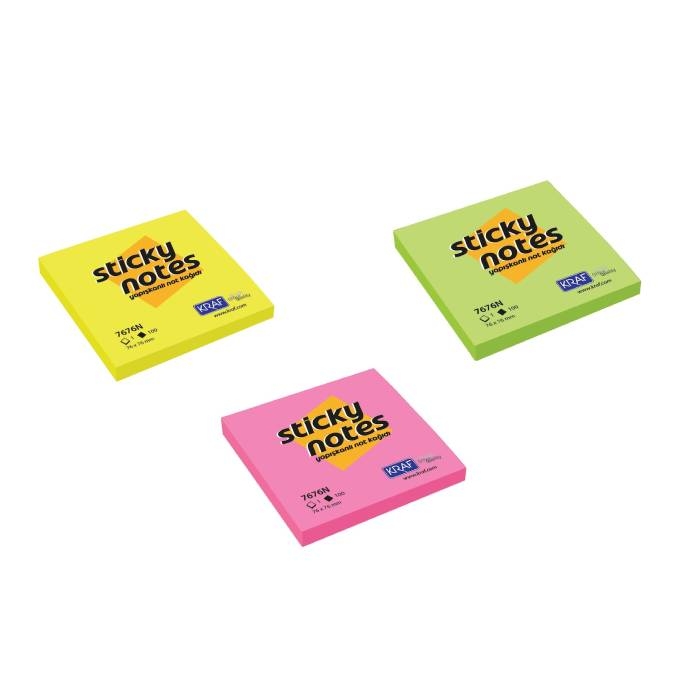 Kraf Yapışkanlı Not Kağıdı 76 x 76 Neon resmi