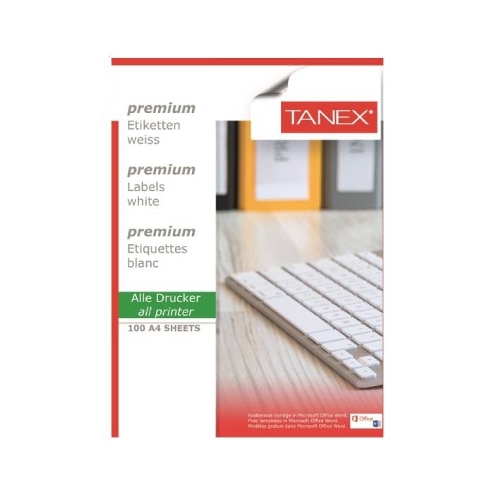 Tanex TW-2008 Yazıcı Etiketi 99.1 x 67.7 mm 100 Adet - Beyaz resmi