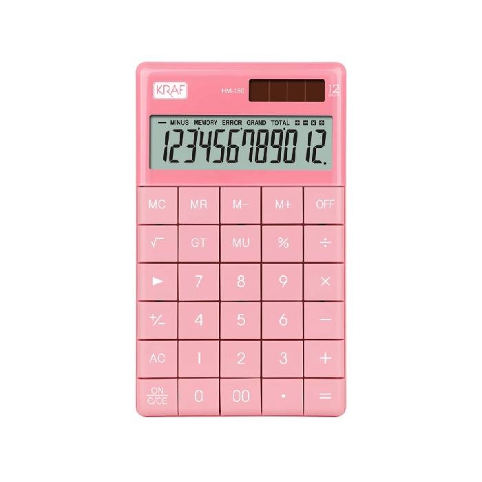 Kraf Hesap Makinesi Masaüstü 12 Hane Hm-180 Pembe resmi