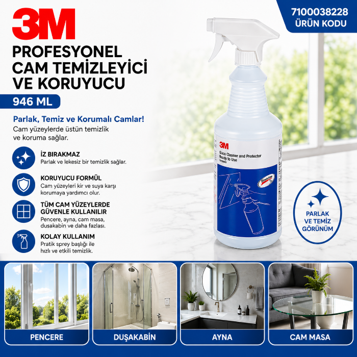 3M Profesyonel Cam Temizleyici ve Koruyucu 946 Ml resmi