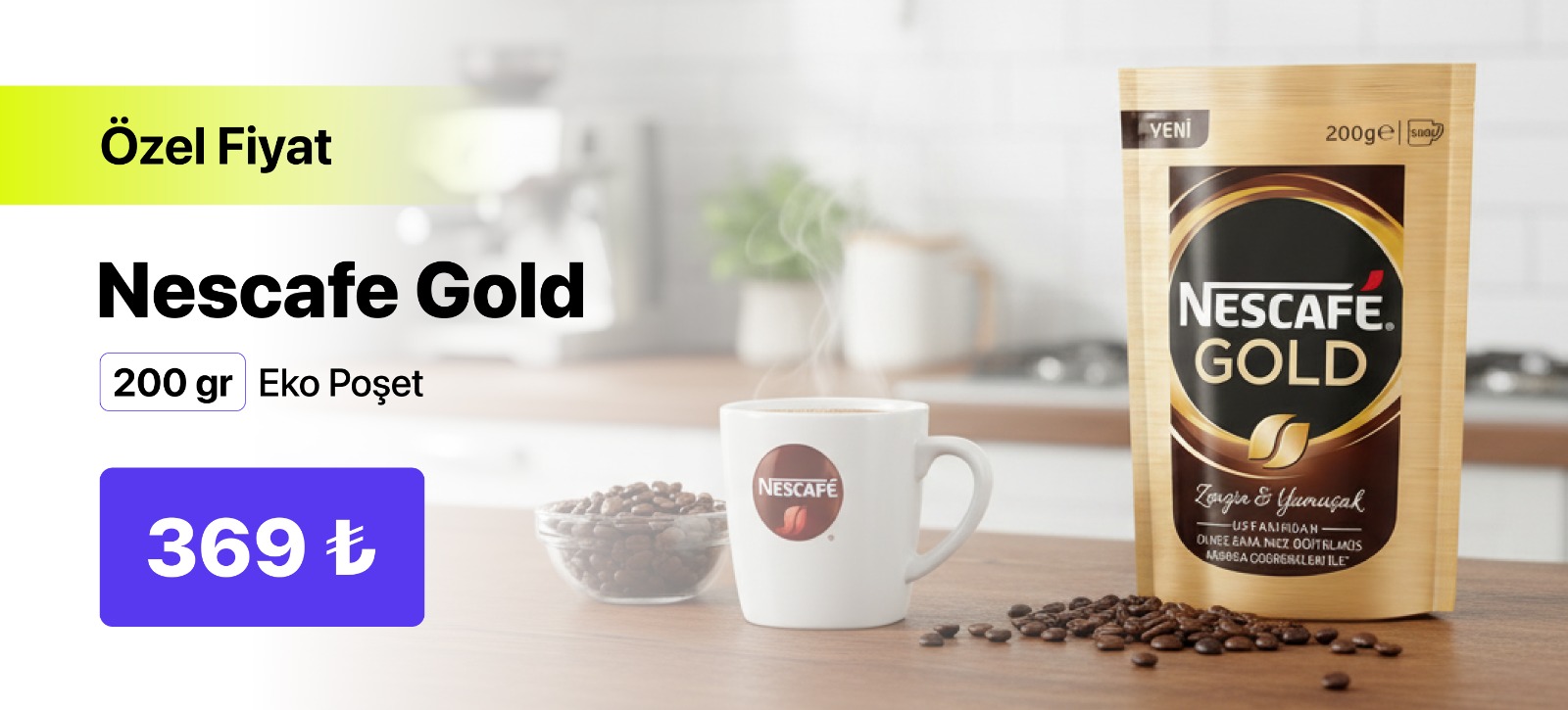 Nescafe Gold 200 Gr Eko Poşet Özel Fiyat 369 TL | Bizsizeyeteriz.com