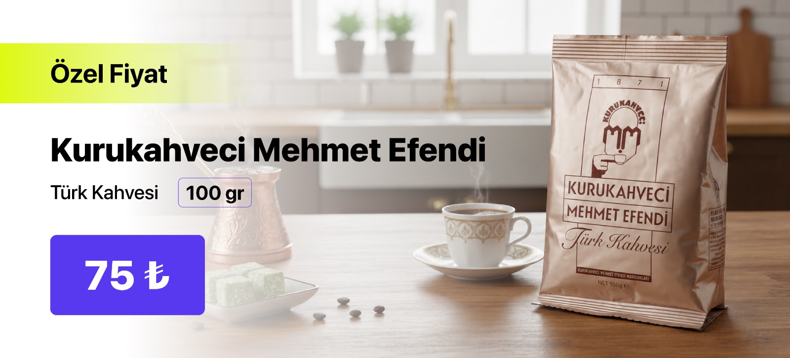 Kurukahveci Mehmet Efendi Türk kahvesi 100 gr 75₺