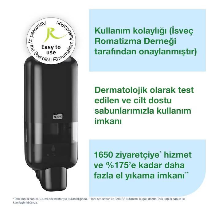 Tork Köpük ve Sıvı Sabun Dispenseri Siyah - Dozaj Ayarlı resmi