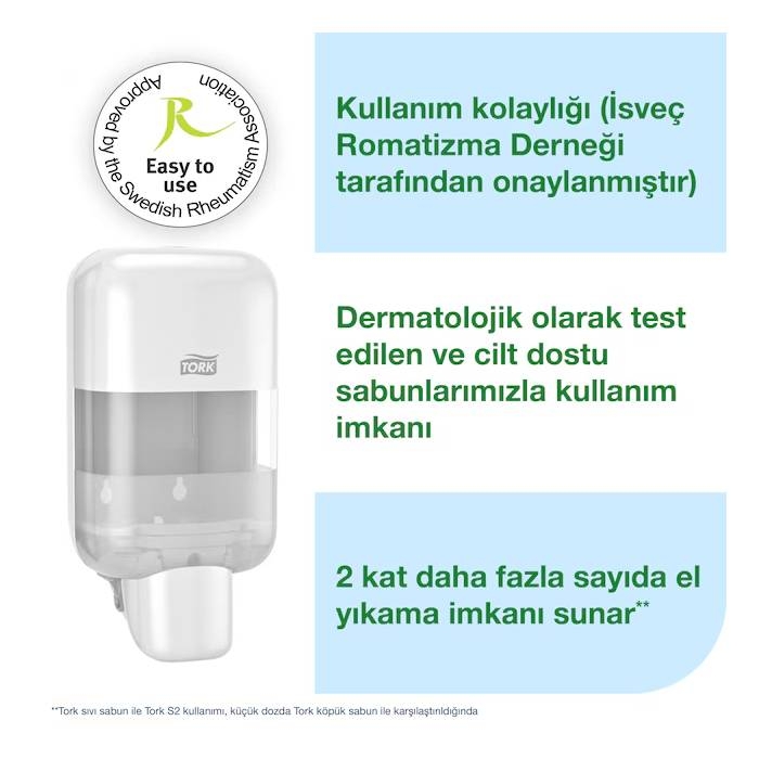 Tork Mini Köpük ve Sıvı Sabun Dispenseri Beyaz - Dozaj Ayarlı resmi